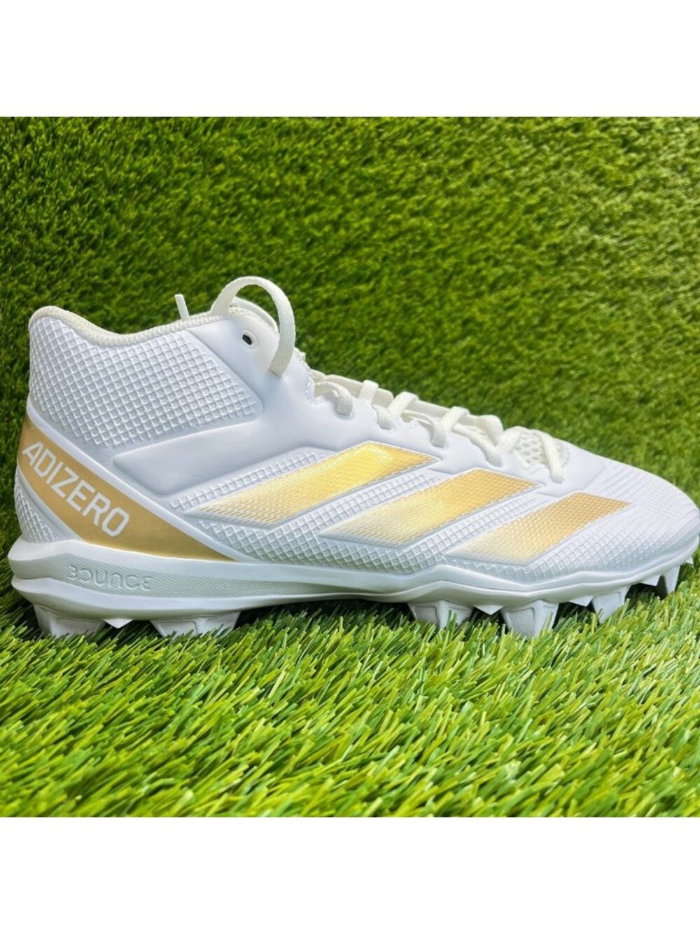 Adidas Adizero Impact.2 Molded Mens Size 10.5 White Gold Running Football Cleats